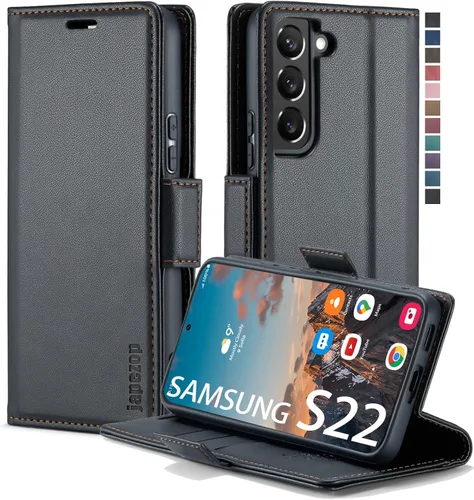 Miniatura 29 de Funda tipo cartera para Samsung Galaxy S22 5G con tarjetero y función atril, bloqueo magnético RFID, funda de piel con tapa para Galaxy S22 5G