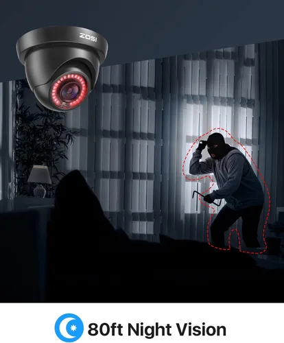 Miniatura 5 de ZOSI 4 Pack 1080p 2MP HD-TVI Cámara de Seguridad para el Hogar Interior Exterior 1920TVL, Cámara Domo CCTV Resistente a la Intemperie Negra, Visión