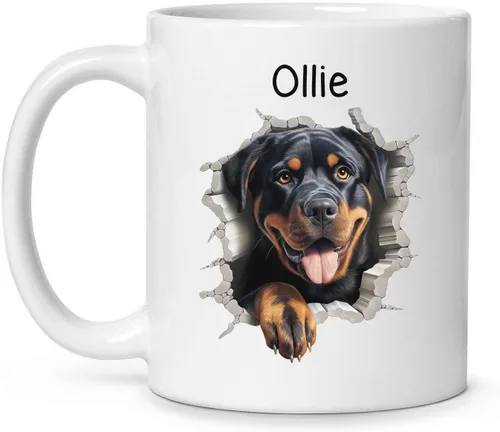 Miniatura 20 de Tazas de café con nombre personalizado único y emocionado Chihuahua rompió la pared, tazas de café personalizadas para perros, regalo para niños