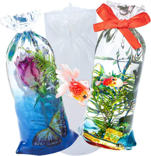 Bolsa de acuario Molde de Resina de Silicona Miniatura Diorama Terrario Fish Tank Herbario 10oz 6.4 pulgadas de Alto