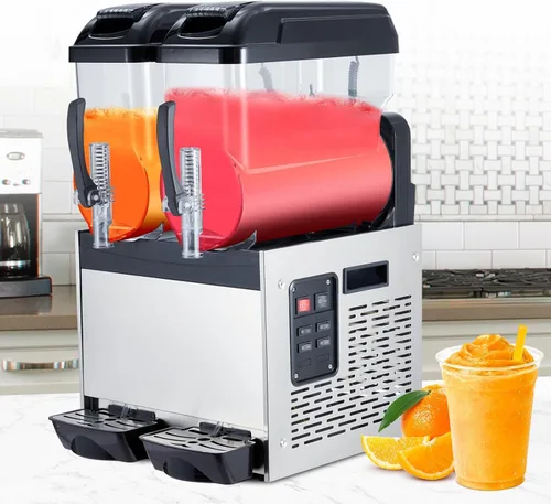 Máquina comercial de granizado 12l 2 tanque 700w máquina congelada bebida, acero inoxidable Margarita vino Slush & Smoothies máquina para Negro