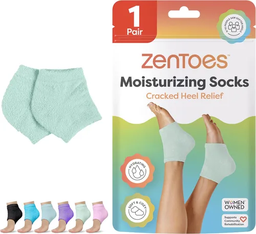 Miniatura 9 de ZenToes Calcetines hidratantes para tratamiento de talón agrietado, vitamina E, calcetines de talón con infusión de aceite de oliva y aceite de Azul