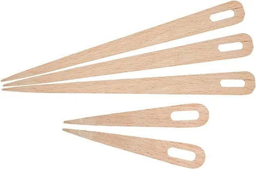 Haosie Aguja de madera, paquete de 5 agujas de ganchillo para tejer de madera, telar a mano, tapiz de costura, hacer manualidades, herramientas