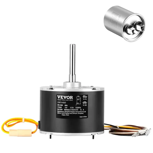 Miniatura 11 de VEVOR Motor de ventilador de condensador con condensador, 1/3HP 1075RPM 208-230V, compatible con GE Genteq K55HXGDD-81195 5KCP39GGY209AS, Fasco D925