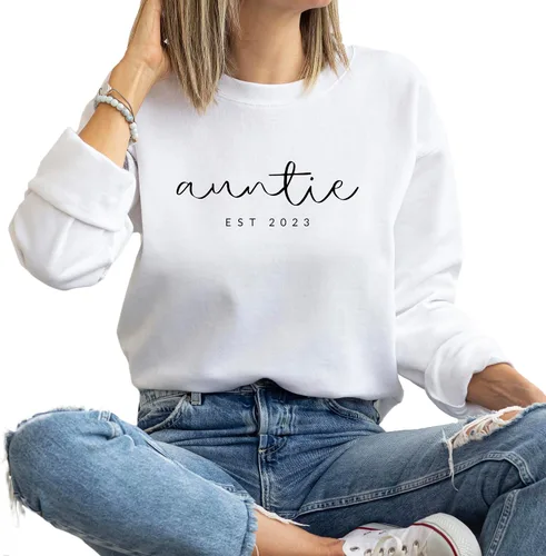 Miniatura 6 de Verita Culture Sudadera de manga larga con cuello redondo para mujer, diseño de tía, estampado de letras gráficas, color arena