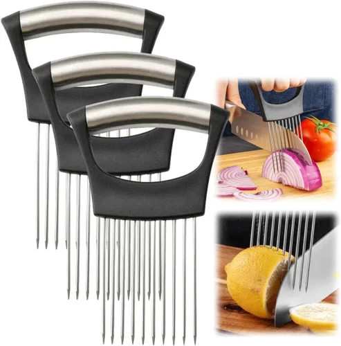 Miniatura 4 de Soporte para rebanar cebollas, nuevo soporte de acero inoxidable 2024 para cortar, herramienta auxiliar de picadora, cortador para carne, cebolla