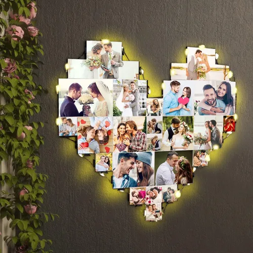 Miniatura 5 de Alice - Lámpara de fotos personalizada con forma de corazón grabada con 15 fotos para el día de la madre, regalo para la nueva mamá o madre