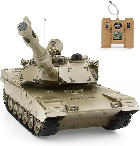 BEAURE Tanques Rc, 1:28 WW2 M1A2, Tanque del Ejército Americano de la Segunda Guerra Mundial, Juguetes de Tanques para Niños, Control Remoto de 9