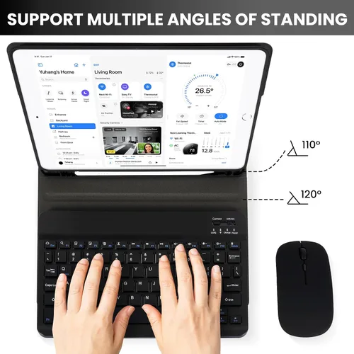 Miniatura 5 de SOPPY Funda con teclado Bluetooth con mouse para iPad de 6ª/5ª generación, iPad Pro de 9.7 pulgadas, Air 1/2, teclado inalámbrico desmontable