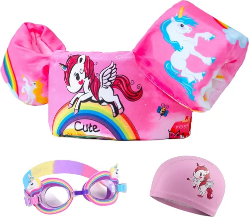 Miniatura 9 de Chaleco de natación para niños y niñas de 22 a 66 libras - Chaleco de natación, chaquetas, flotadores, flotadores de brazo, compañero de rosado Swan