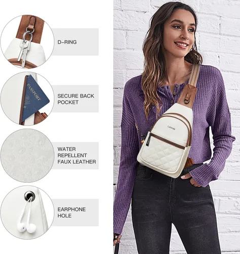Miniatura 5 de LATMAP Sling Bag For Women Fanny Pack Crossbody Travel Shoulder Belt Bags Tote Backpack Purse Faux Leather