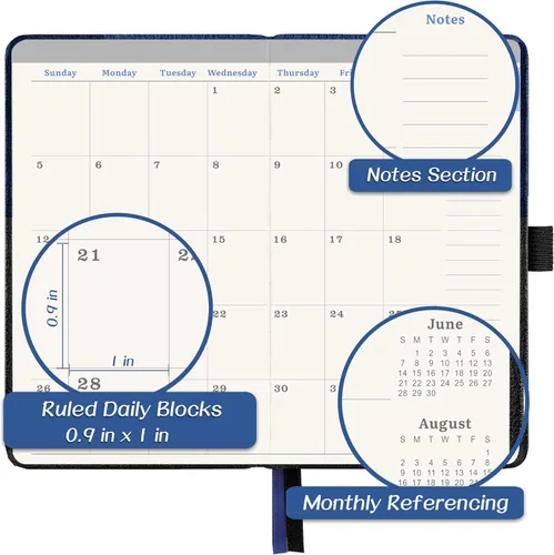 Miniatura 5 de Agenda de bolsillo 2026 – Calendario de bolsillo 2026 de enero a diciembre de 2026, planificador semanal y mensual para bolso con cierre elástico