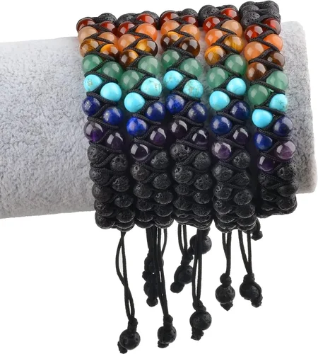 Miniatura 3 de MASSIVE BEADS Natural Chakra Healing Power Crystals Macrame Bracelet Yoga Double Layer Stone Beads Gemstone Meditation Relax Anxiety Bangle for