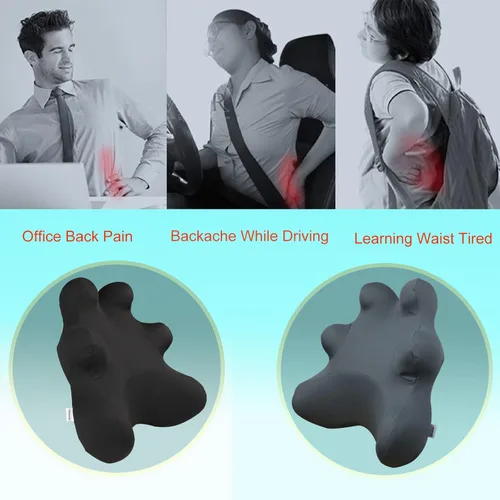 Miniatura 6 de Almohada de apoyo lumbar Newsty para silla de oficina, respaldo ergonómico patentado para alivio del dolor de espalda con correa ajustable, almohada