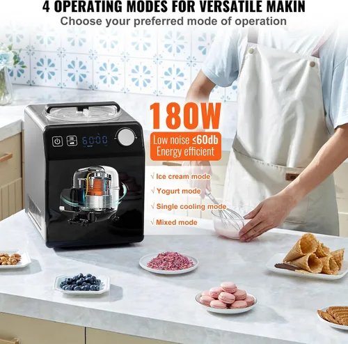 Miniatura 3 de VEVOR Máquina Automática Vertical de Helados con Compresor Incorporado, 1 Cuarto de Galón Sin Pre-congelación Fabricadora de Gelato y Máquina