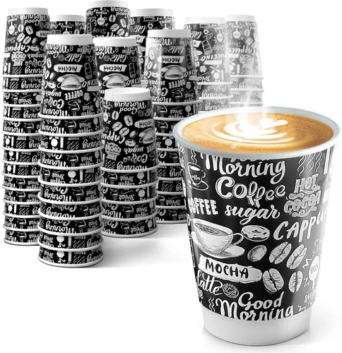 Miniatura 9 de Shop Square Tazas de café de papel desechables – 10 onzas (paquete de 100) – Vasos de papel, tazas calientes, tazas de bebidas calientes para té