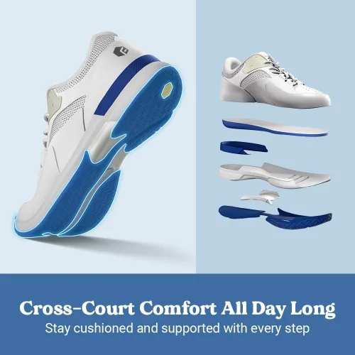 Miniatura 9 de FitVille Zapatos anchos de pickleball para hombre de toda cancha, zapatos de tenis con soporte de arco para fascitis plantar