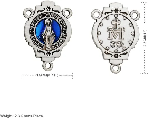 Miniatura 2 de Pieza Central de Rosario de 3 Agujeros San Benito/Medalla Milagrosa/Nuestra Señora de Guadalupe/Virgen María/Cristo Jesús Conector para Fabricación