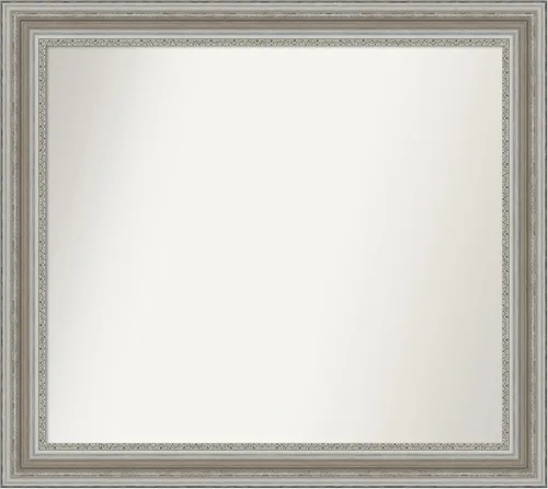 Miniatura 395 de Amanti Art Espejo de baño plateado para sobre el fregadero, 26 x 26 pulgadas, espejo cuadrado de plata antigua, marco de madera tradicional mediano