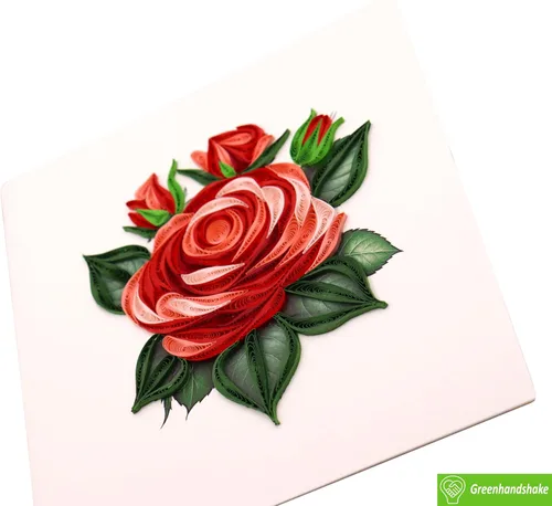 Miniatura 5 de GREENHANDSHAKE Una sinfonía de rosas, tarjeta de felicitación artística quilling para cumpleaños, día de San Valentín, día de la madre, aniversario