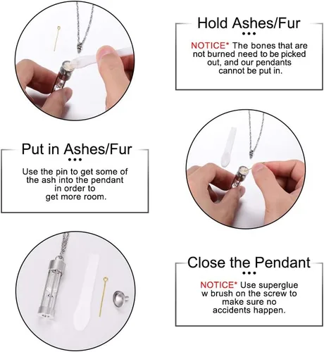 Miniatura 5 de abooxiu Collar de urna de reloj de arena para cenizas, joyería de cremación para cenizas, collar de cenizas de recuerdo conmemorativo de acero