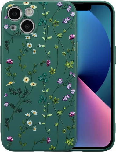 Miniatura 95 de RALEAVO Funda Floral para iPhone 12, Cubierta de Silicona Líquida con Bonito Patrón de Rama de Flores para Niñas y Mujeres, Funda Protectora de Goma