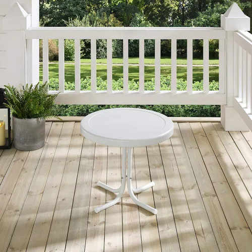 Miniatura 6 de Crosley Furniture Griffith - Mesa auxiliar retro de exterior, de metal resistente a la intemperie, para patio, terraza, porche, color Alabaster