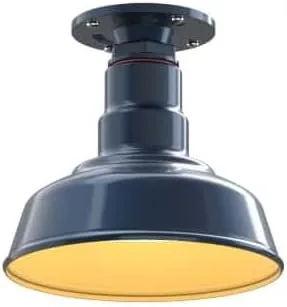 Miniatura 71 de Steel Lighting Co. Inglewood - Lámpara de granero Lámpara montada en el techo Cúpula redonda de 8 pulgadas vástago inclinado de 12 pulgadas