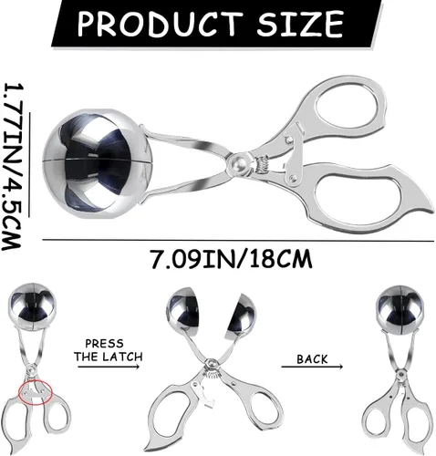 Miniatura 2 de DOERDO - Albóndigas de acero inoxidable para hacer albóndigas, herramienta para hacer albóndigas, para helado, cuchara, frutas, herramientas