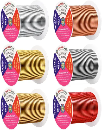 Miniatura 394 de Mandala Crafts - Alambre de aluminio anodizado de 8 calibre para hacer joyas - 9.75 m de alambre flexible negro colorido - Flexible para bonsái