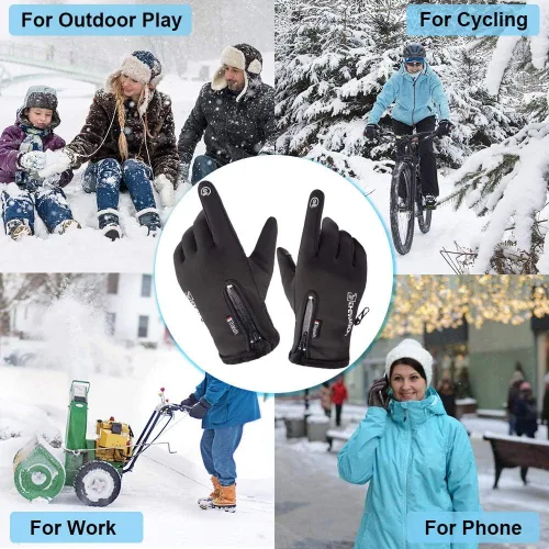 Miniatura 7 de Guantes de invierno cálidos, aptos para pantalla táctil, para clima frío, guantes de conducción, resistentes al viento, antideslizantes, guantes