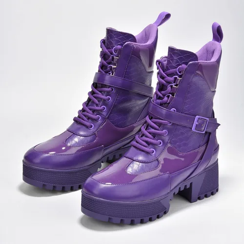 Miniatura 3 de Cape Robbin Hot Rod - Botas de combate para mujer, botas de plataforma con tacones de bloque gruesos, botas altas para mujer