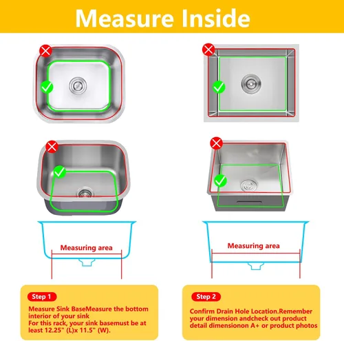 Miniatura 3 de Protectores de fregadero de acero inoxidable para fregadero de cocina, estante de fregadero de metal de 12.25 x 11.5 pulgadas con orificio