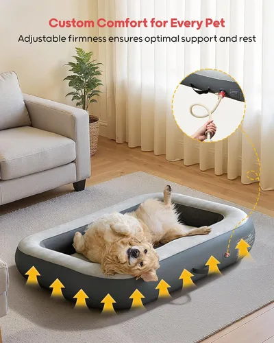 Miniatura 2 de QPAU Cama inflable para perros de 47 pulgadas para viajes en casa y al aire libre, colchón para mascotas para perros pequeños, medianos y grandes