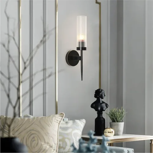 Miniatura 6 de BOKT Apliques de baño modernos de mediados de siglo, iluminación de pared, lámpara de pared vintage negra de tocador, lámpara de pared cilíndrica