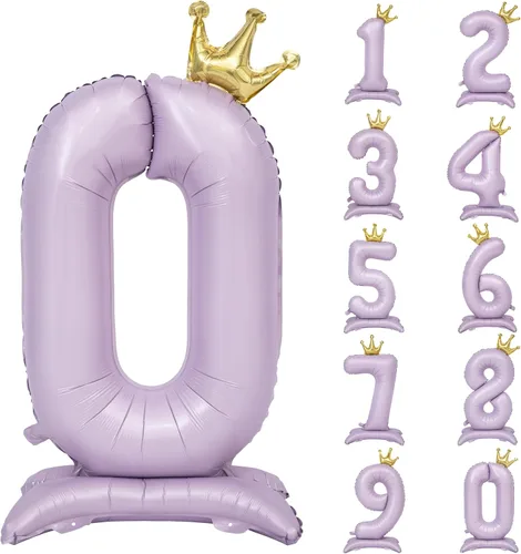 Miniatura 51 de Globos de aluminio grandes con corona negra número 0 para niños y niñas, cumpleaños, boda, aniversario, fiesta, baby shower, suministros 0