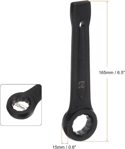 Miniatura 2 de uxcell Llave tipo anillo de extremo de caja de 0.866 in, herramienta de mano de llave de cabeza única de acero de alta resistencia