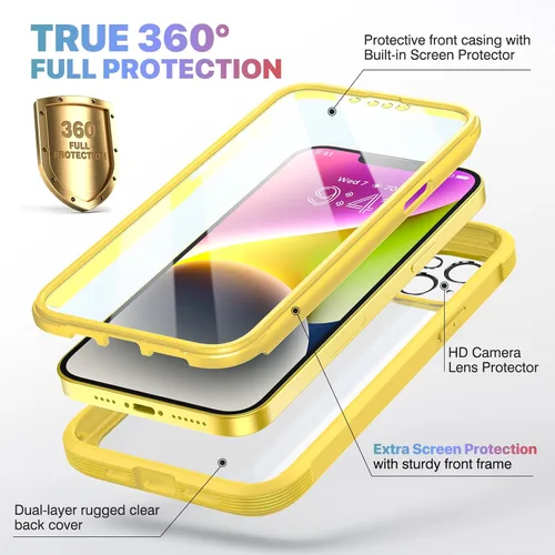 Miniatura 338 de Diaclara Funda diseñada para iPhone 16, mejorada [protección completa de la cámara], carcasa resistente de cuerpo completo con protector de pantalla