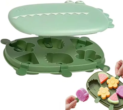Miniatura 6 de Juego de moldes para paletas de cocodrilo con palillos, moldes apilables de silicona para helados, moldes para helados, accesorios de cocina, fácil
