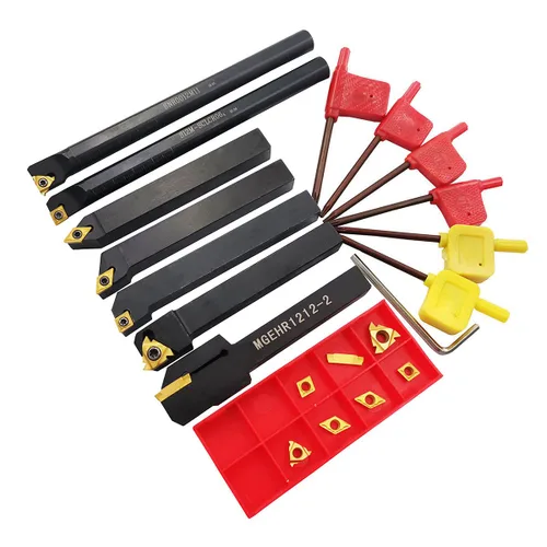Juego de brocas de torneado de torno de carburo indexable, vástago de 1/2"/12mm, para torneado, ranurado, roscado, taladrado con inserto de torneado