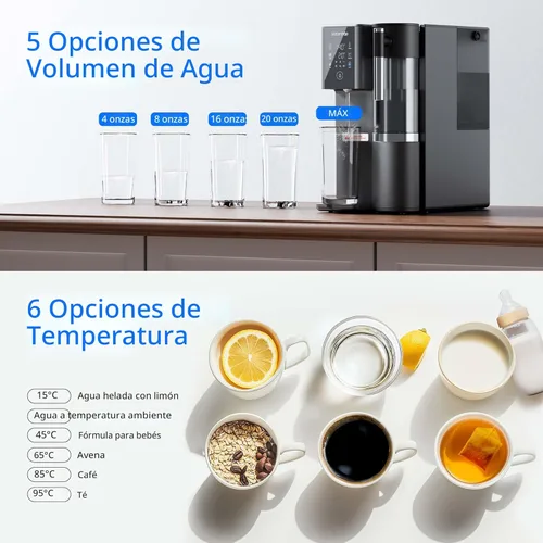 Miniatura 9 de Waterdrop Sistema de ósmosis inversa de encimera A2, sistema de ósmosis inversa fría y caliente, tanque de agua pura portátil, enfriador de agua sin