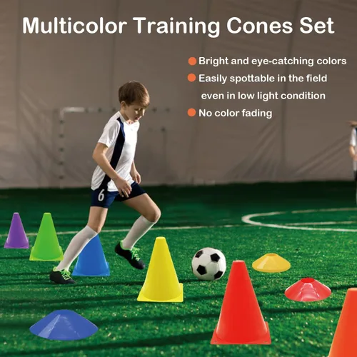 Miniatura 2 de 12/24/48 Piezas de Conos de Fútbol, Conos de 7" o 9" para Entrenamiento Deportivo, Conos Deportivos Multicolor, Conos de Entrenamiento de Fútbol