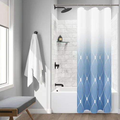 Miniatura 15 de Cortinas de ducha Hokibero para baño, cortinas de baño modernas geométricas estándar, cortina de ducha de poliéster resistente para hoteles, Negro
