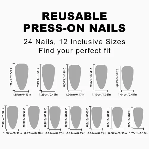 Miniatura 4 de Uñas postizas a presión medianas almendra SWEKKE francesas, color rosa, cobertura completa, color blanco, degradado, con diseños, pegamento
