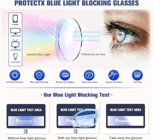 Miniatura 2 de ProtectX Elegantes gafas de seguridad antivaho y resistentes a los arañazos, gafas de protección UV, lentes de bloqueo de luz azul para hombres