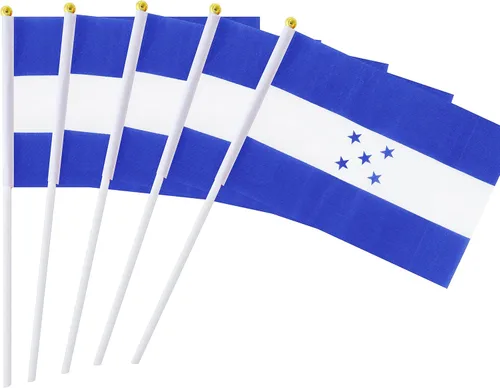Paquete de 25 banderas de mano pequeñas de hondureña hondureña, banderas nacionales de campo, suministros de decoración de fiesta para desfiles,