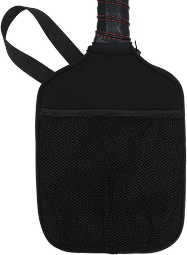 WK IEASON Funda de neopreno para paletas de pickleball con bolsillos interiores y correa de asa, funda para raqueta y organizador de bolas Negro