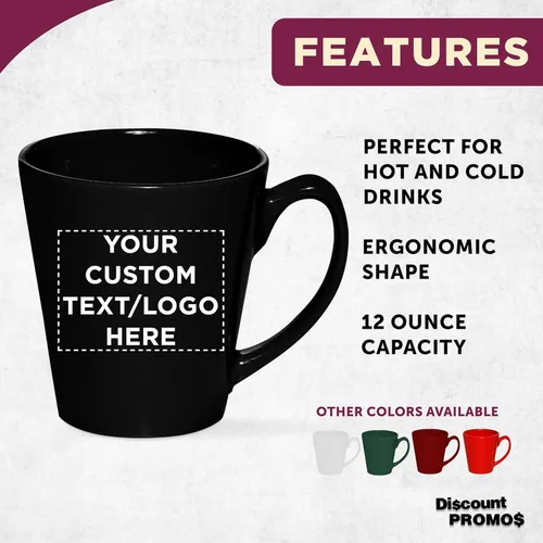 Miniatura 2 de DISCOUNT PROMOS Taza de café con leche de cerámica brillante personalizada de 12 onzas, juego de 10/50/100 unidades personalizadas, paquete a