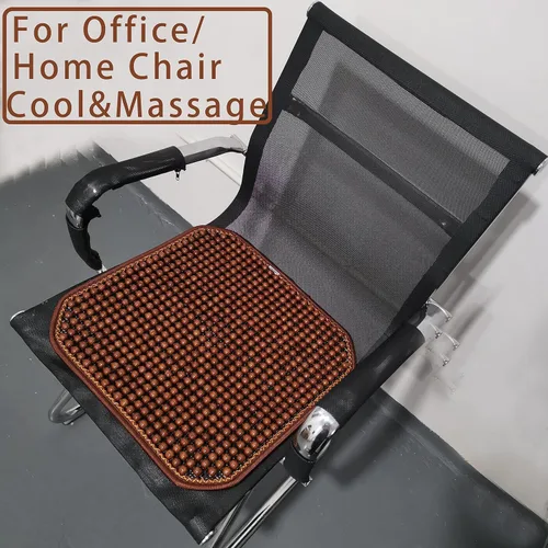 Miniatura 5 de Summer Cool - 678 piezas de cuentas de arce natural para asiento de automóvil, silla de oficina o hogar, cojín cuadrado transpirable (marrón claro)