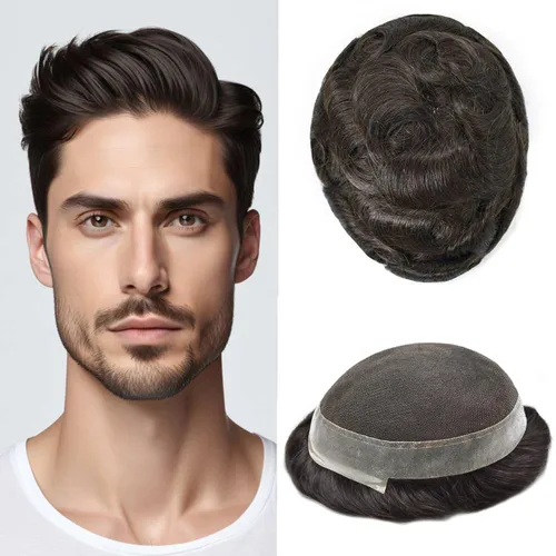 Toupee para hombres Piezas de cabello humano real Encaje suizo para hombres Toupee unidades de cabello humano europeo para hombres postizos sistemas